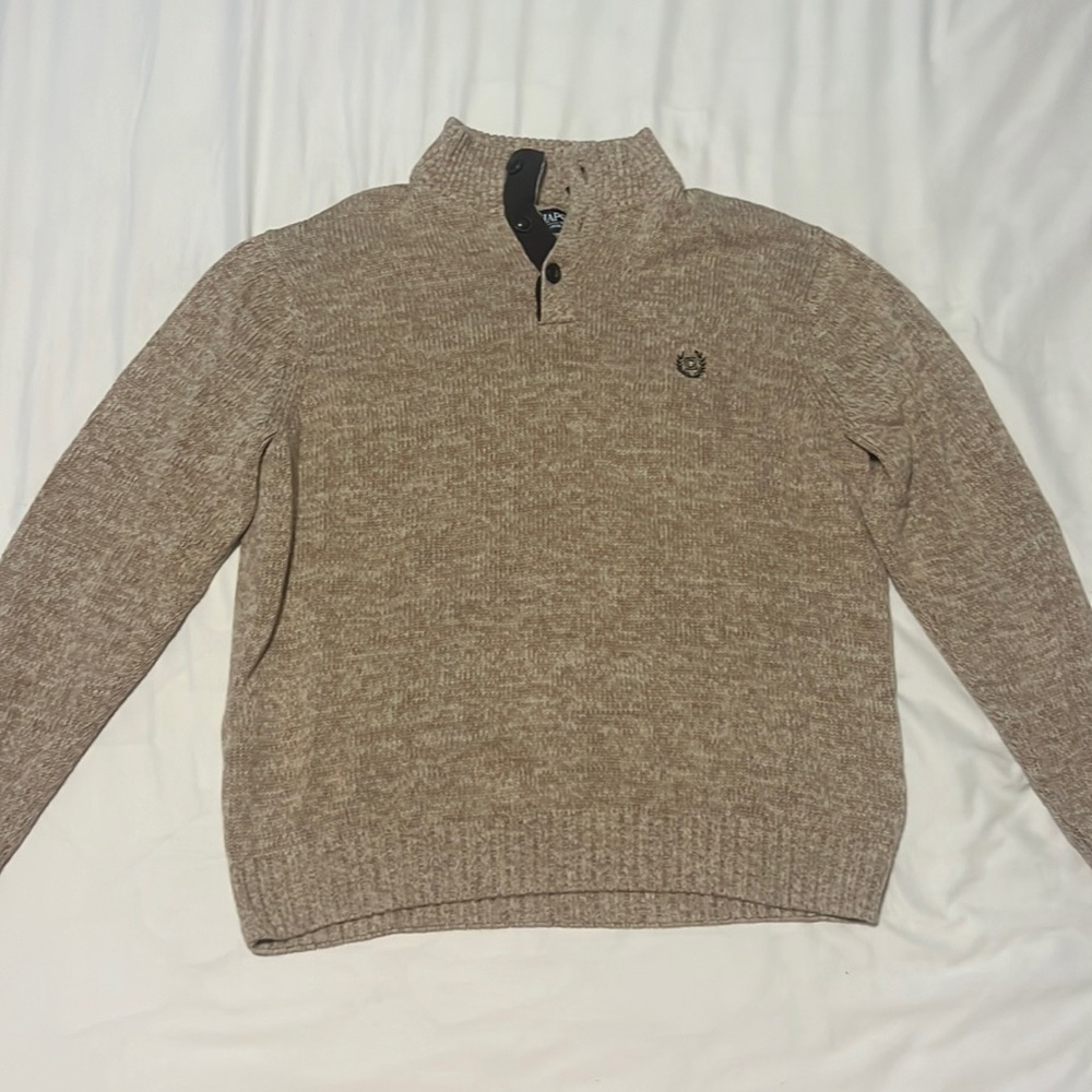 Tan Quarter Button up Tan Sweater
